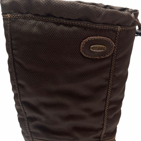 Olang Brown Nylon 100% Wool Lined Winter Boots With Built In Ice Grips Spikes - Picture 5 of 16